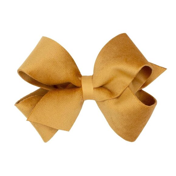 Girls\' Velvet Hair Bow Grosgrain Wrap No-Slip Hair Clip Medium Old Gold main image 7